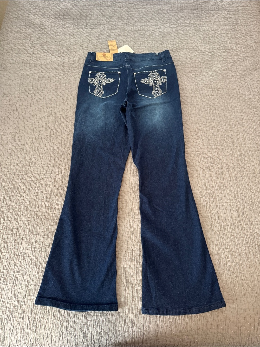 Bedazzled Back Pocket High Rise Bootcut Jeans